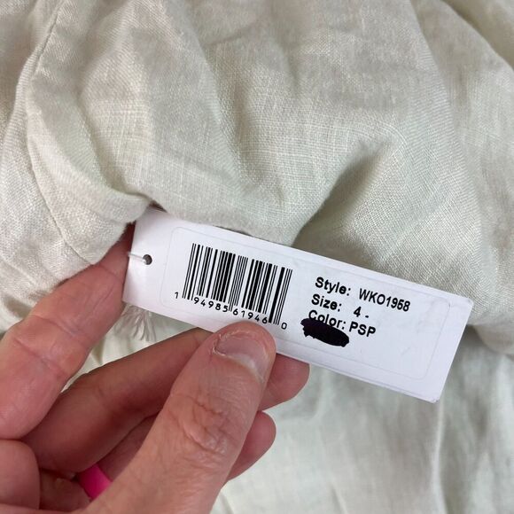 James Perse 100% Linen Cream Pull On Pants Drawstring Wide Leg Women's 4 NWT - Picture 5 of 13